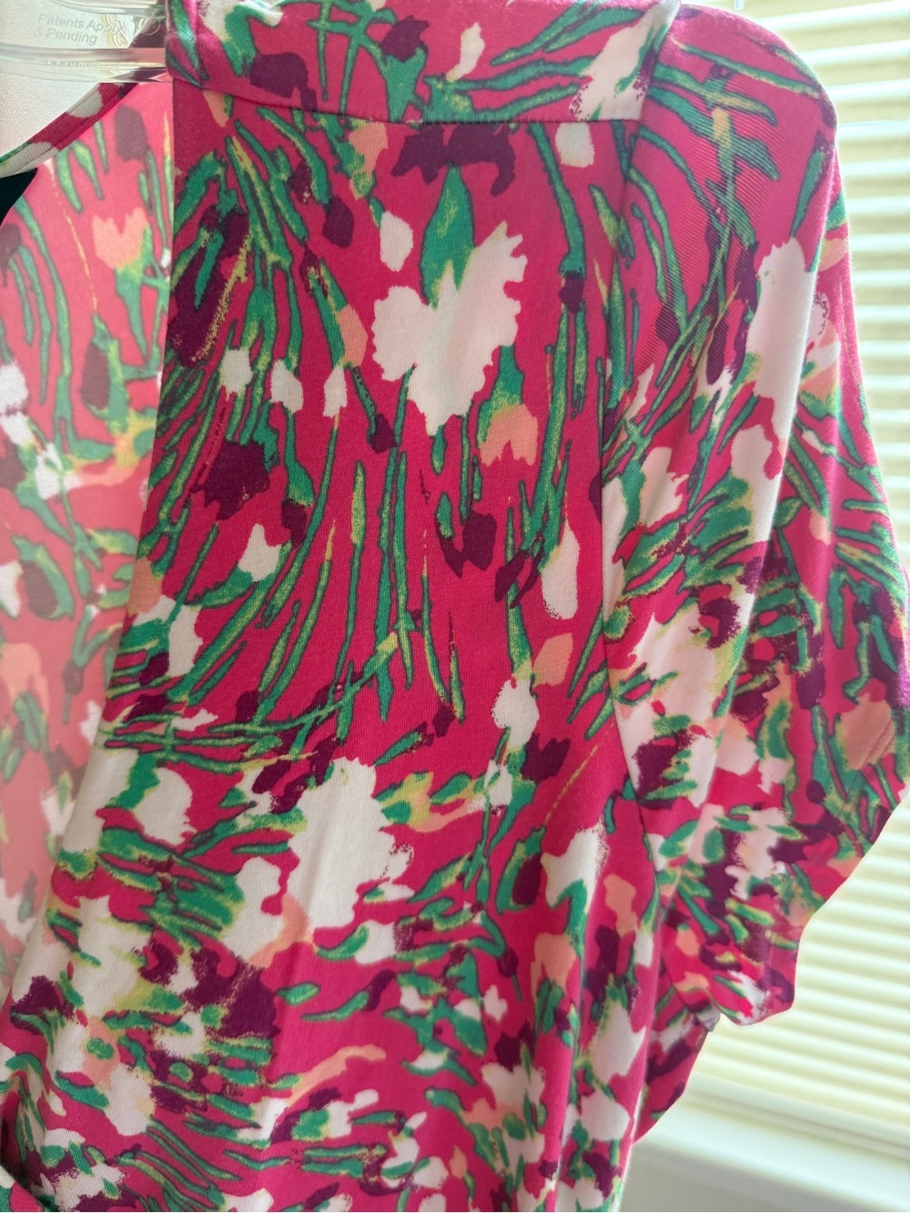 Lands' End Pink & Green Floral Wrap Midi Dress - Picture 2 of 11